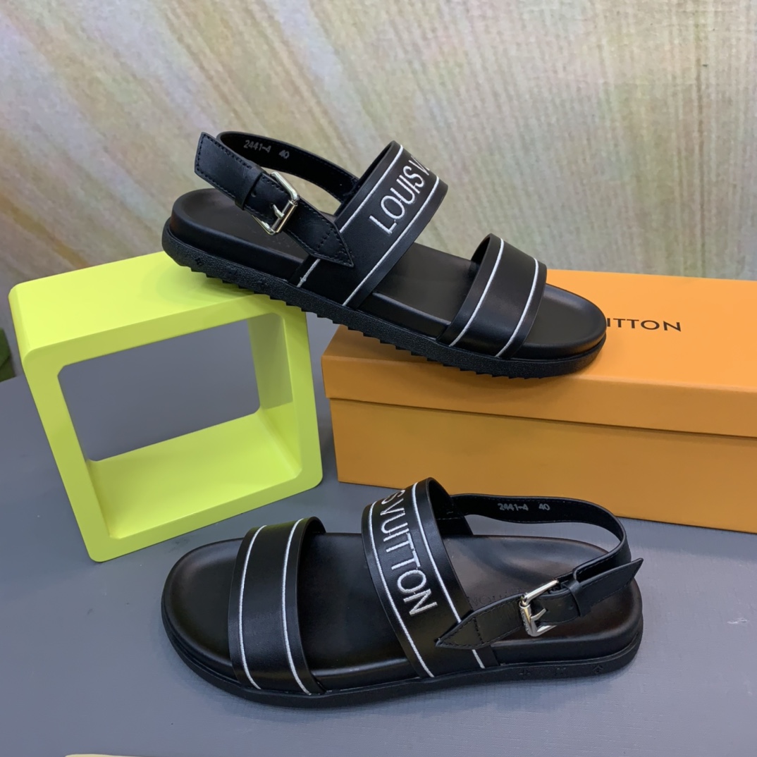 Louis Vuitton Logo Sandals - DopestKickz