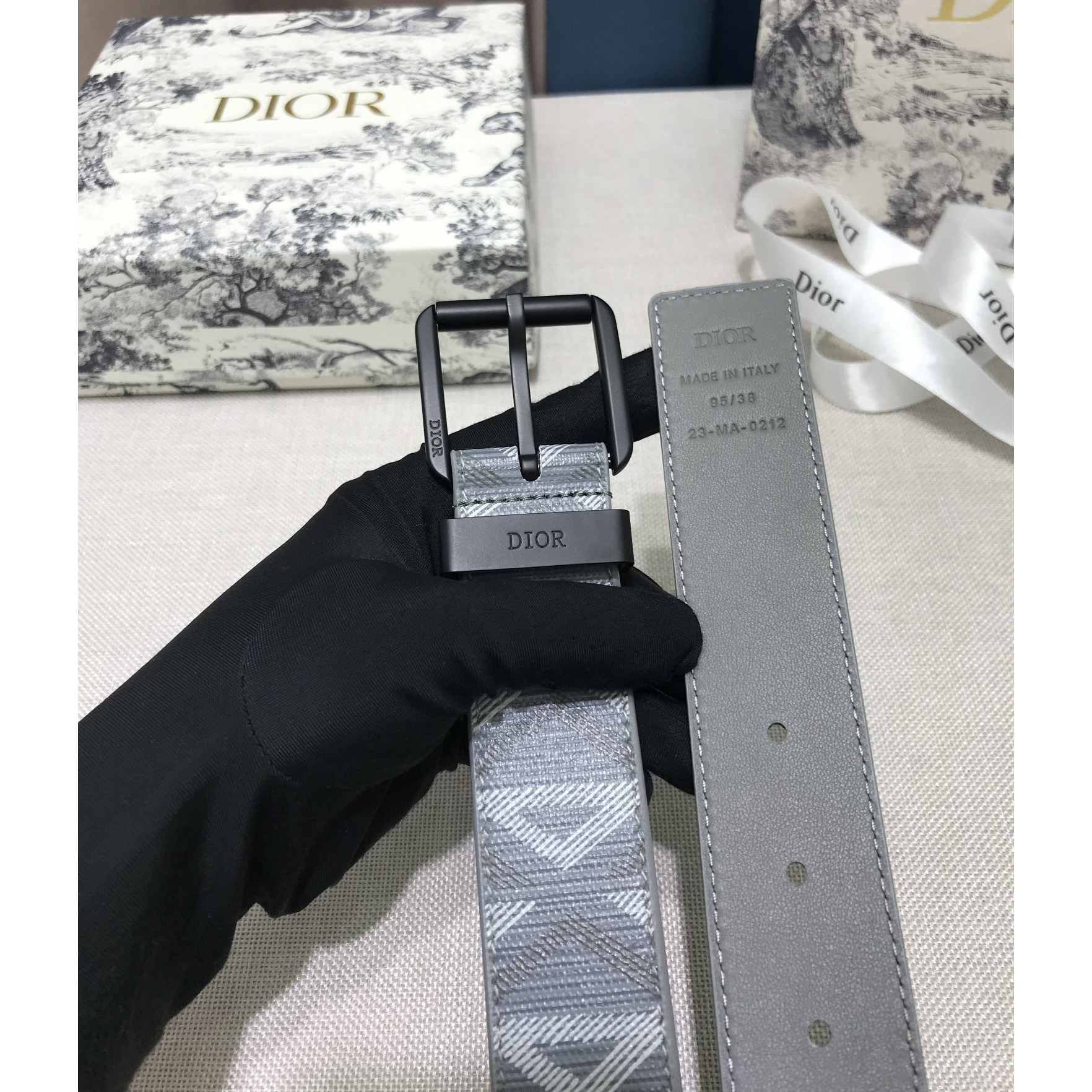 Dior CD Diamond Print  40mm Belt  - DopestKickz