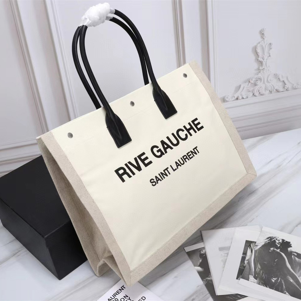 Saint Laurent Rive Gauche Canvas Tote(48-36-16cm) - DopestKickz