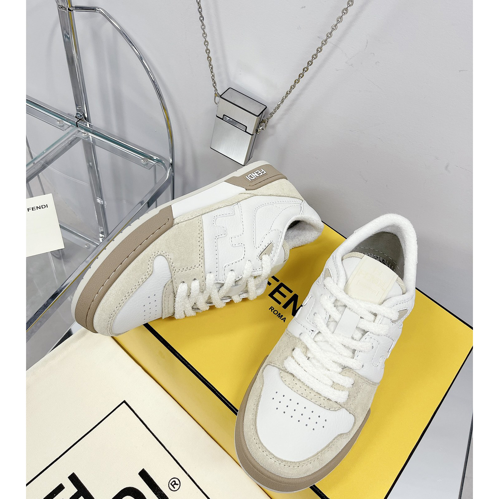 Fendi Match White Suede Low Tops Sneaker(Upon UK size) - DopestKickz