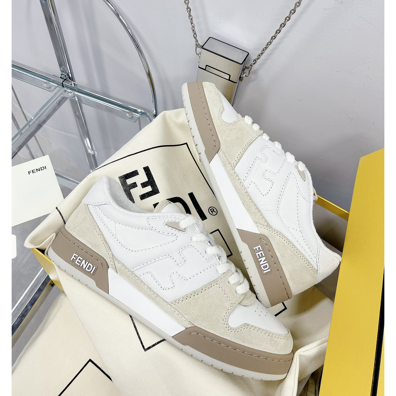 Fendi Match White Suede Low Tops Sneaker(Upon UK size) - DopestKickz