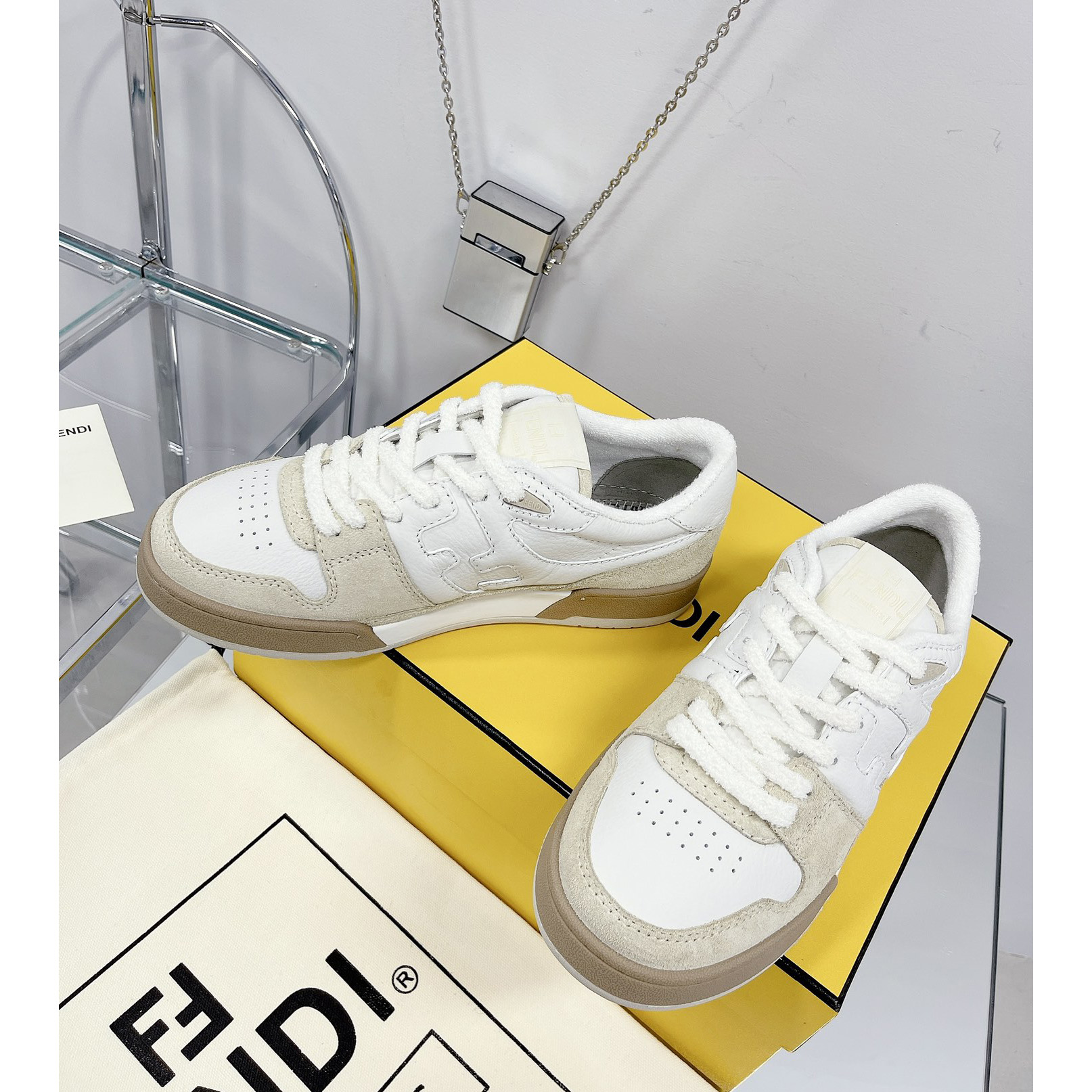 Fendi Match White Suede Low Tops Sneaker(Upon UK size) - DopestKickz