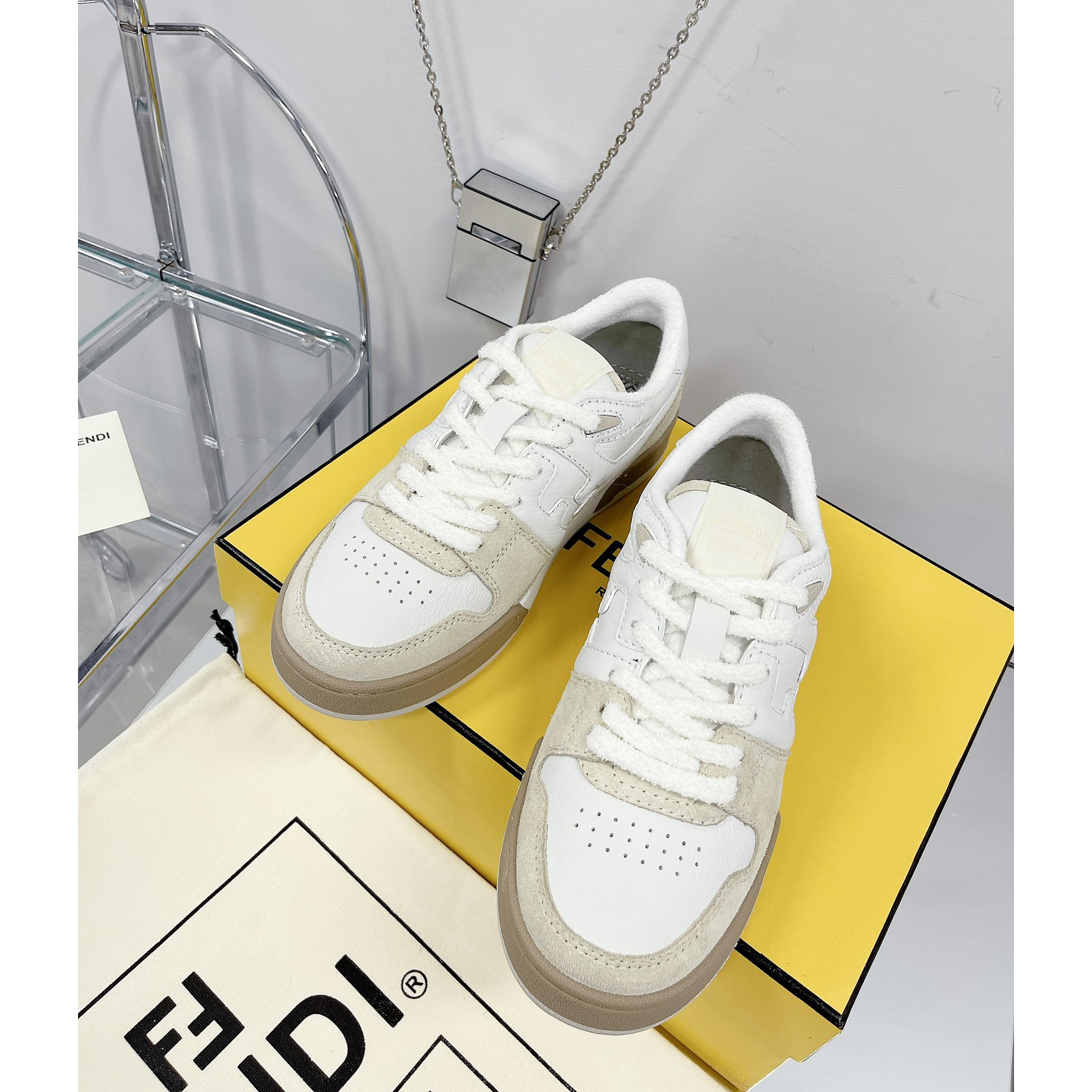 Fendi Match White Suede Low Tops Sneaker(Upon UK size) - DopestKickz