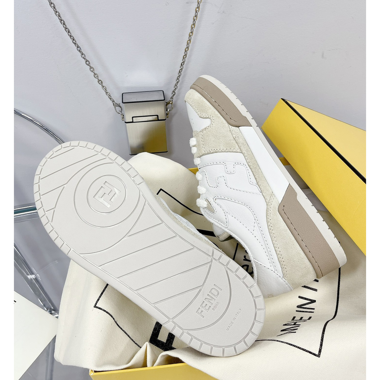 Fendi Match White Suede Low Tops Sneaker(Upon UK size) - DopestKickz