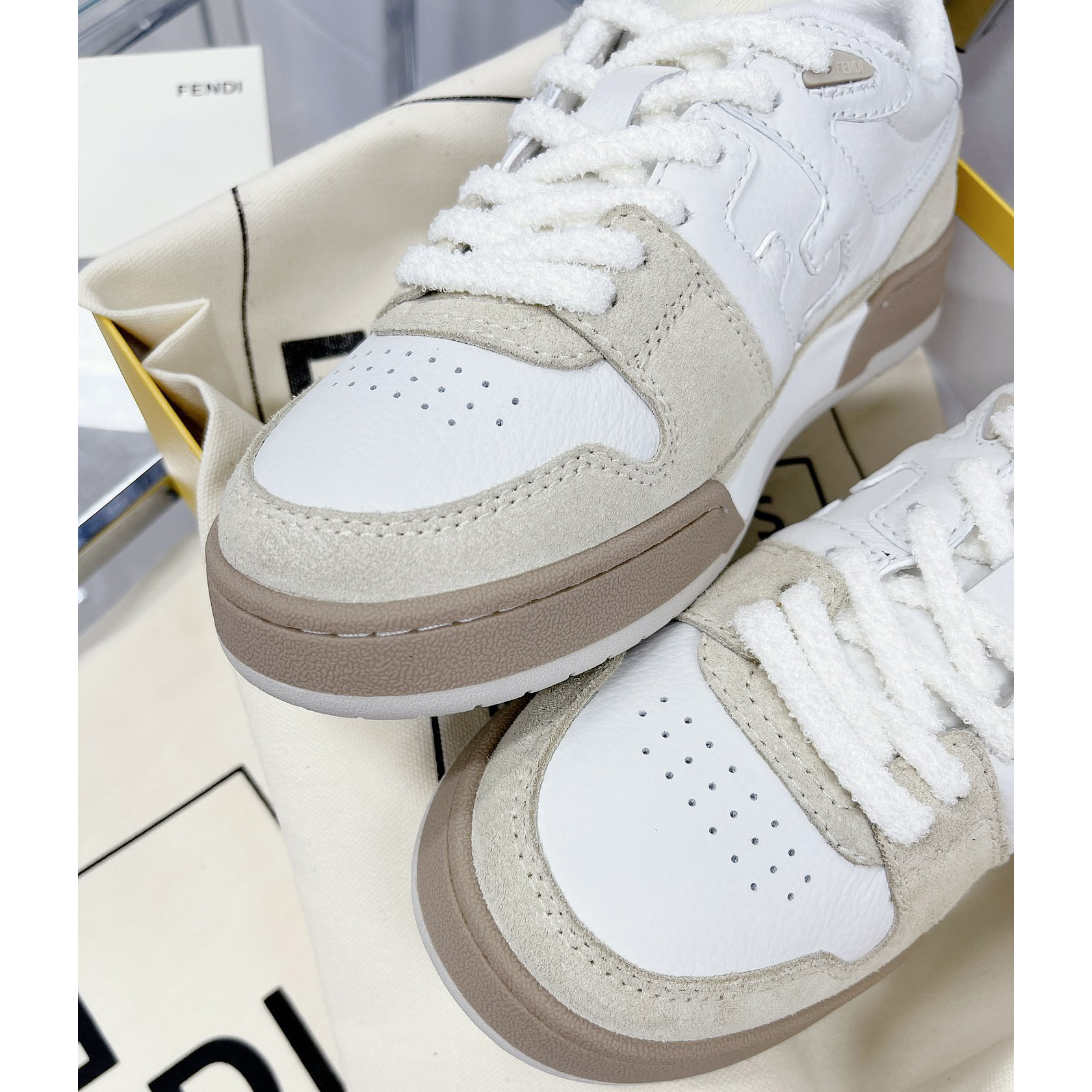 Fendi Match White Suede Low Tops Sneaker(Upon UK size) - DopestKickz