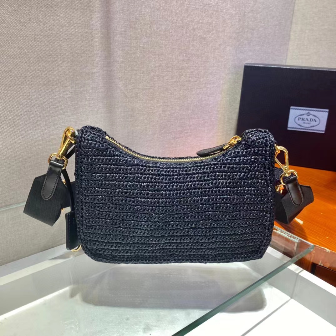 Prada Re-Edition 2005 Raffia Bag (23-16-7cm)  1BH204   - DopestKickz
