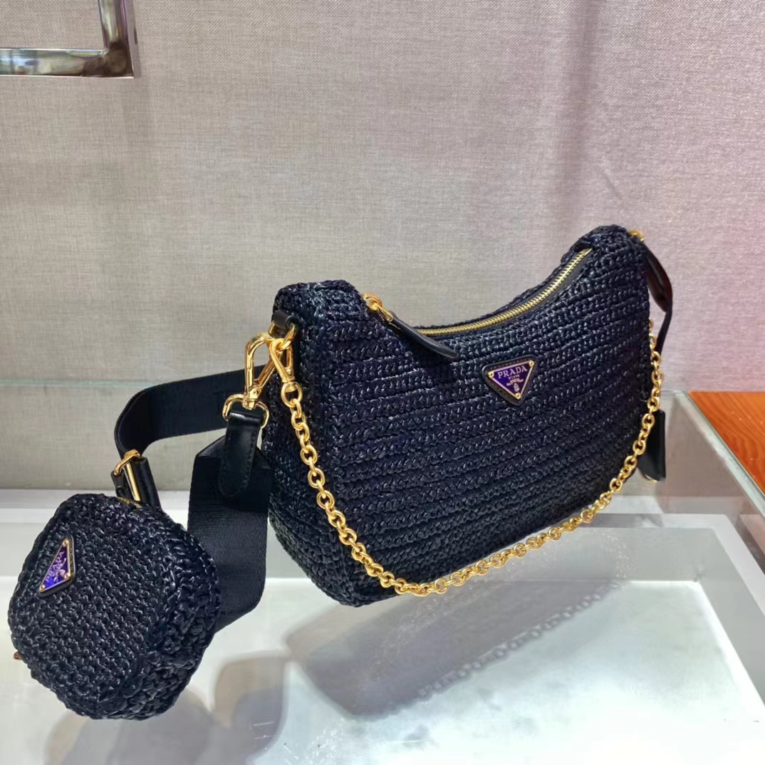 Prada Re-Edition 2005 Raffia Bag (23-16-7cm)  1BH204   - DopestKickz