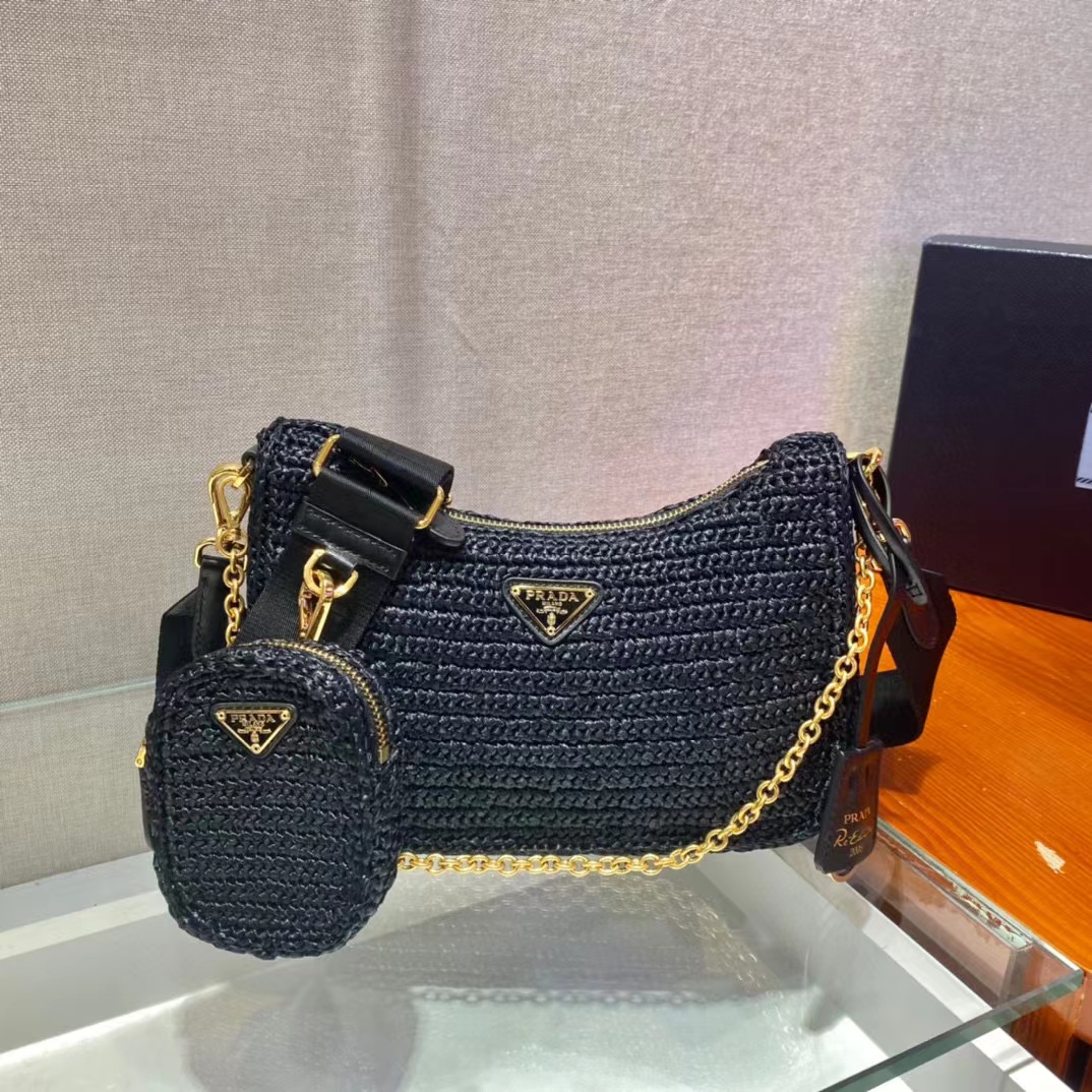 Prada Re-Edition 2005 Raffia Bag (23-16-7cm)  1BH204   - DopestKickz