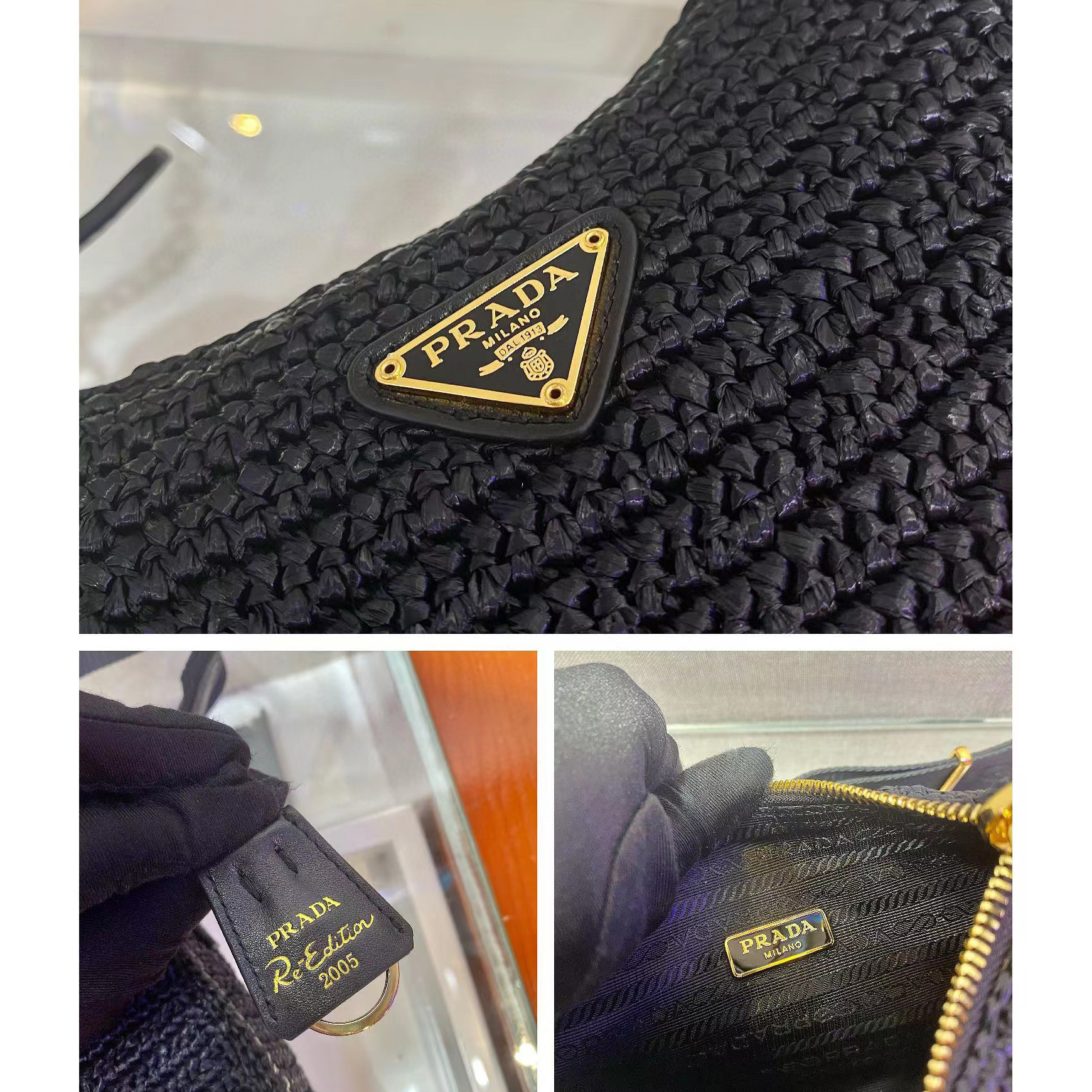 Prada Re-Edition 2005 Raffia Bag (23-16-7cm)  1BH204   - DopestKickz