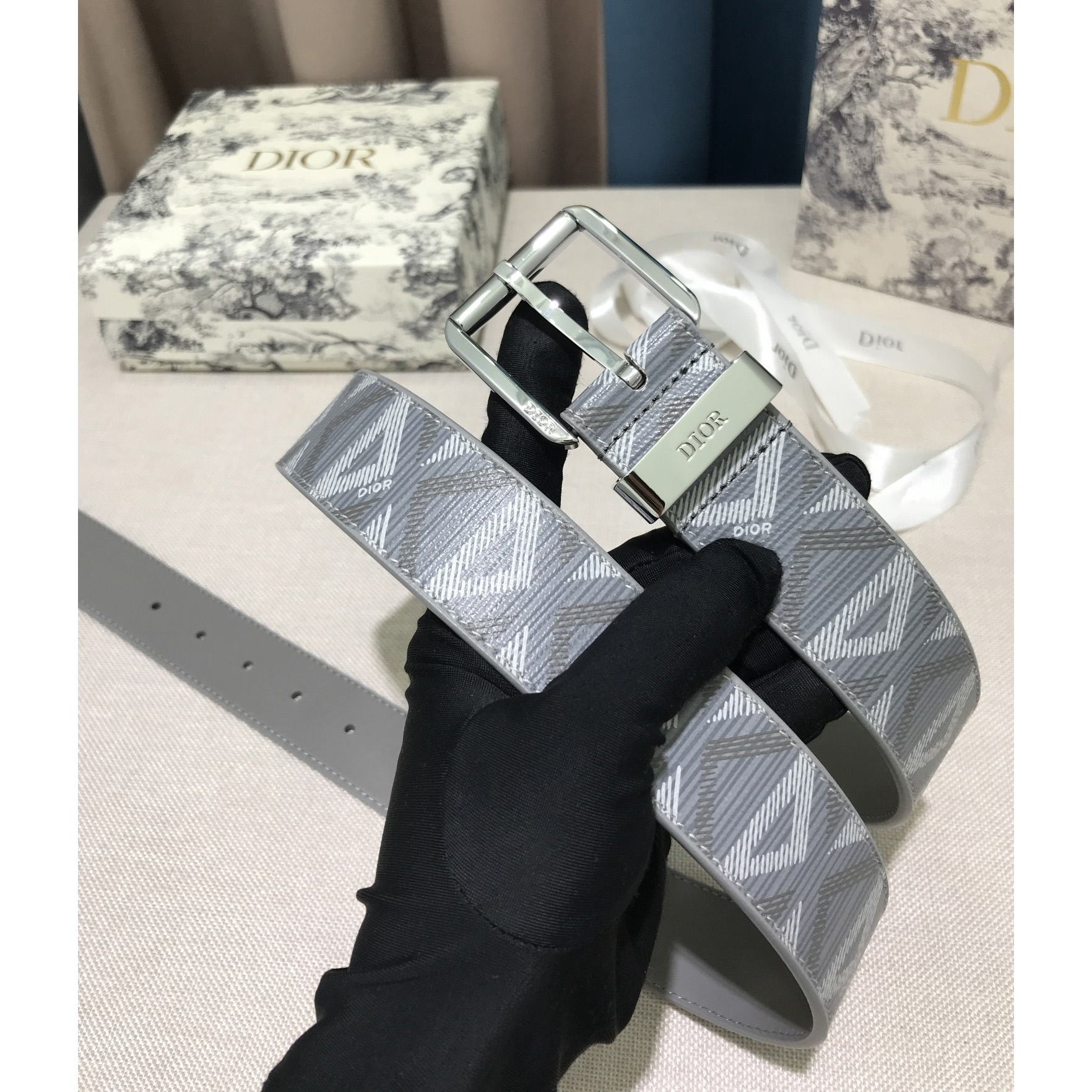 Dior CD Diamond Print  35mm Belt  - DopestKickz