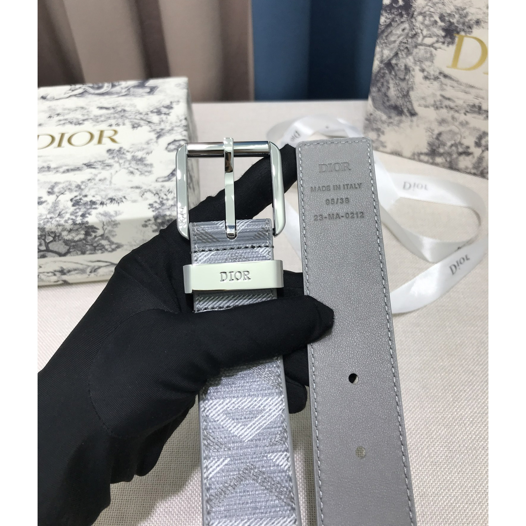 Dior CD Diamond Print  35mm Belt  - DopestKickz