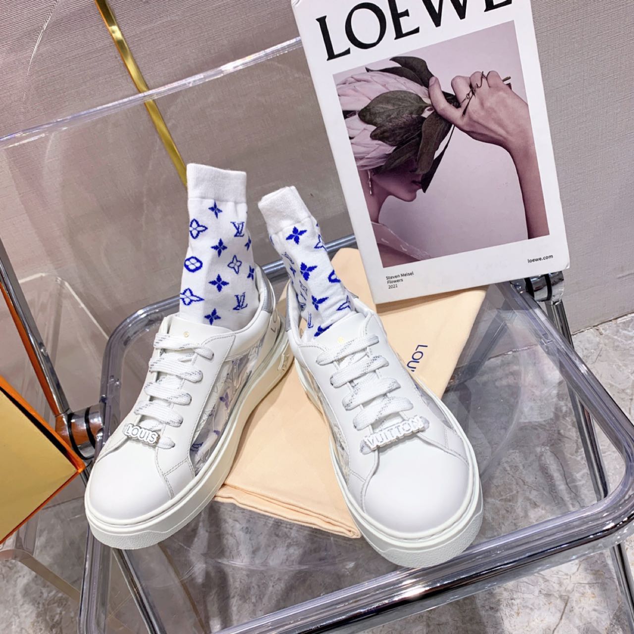 Louis Vuitton Time Out PVC Transparent Logo Sneaker - DopestKickz