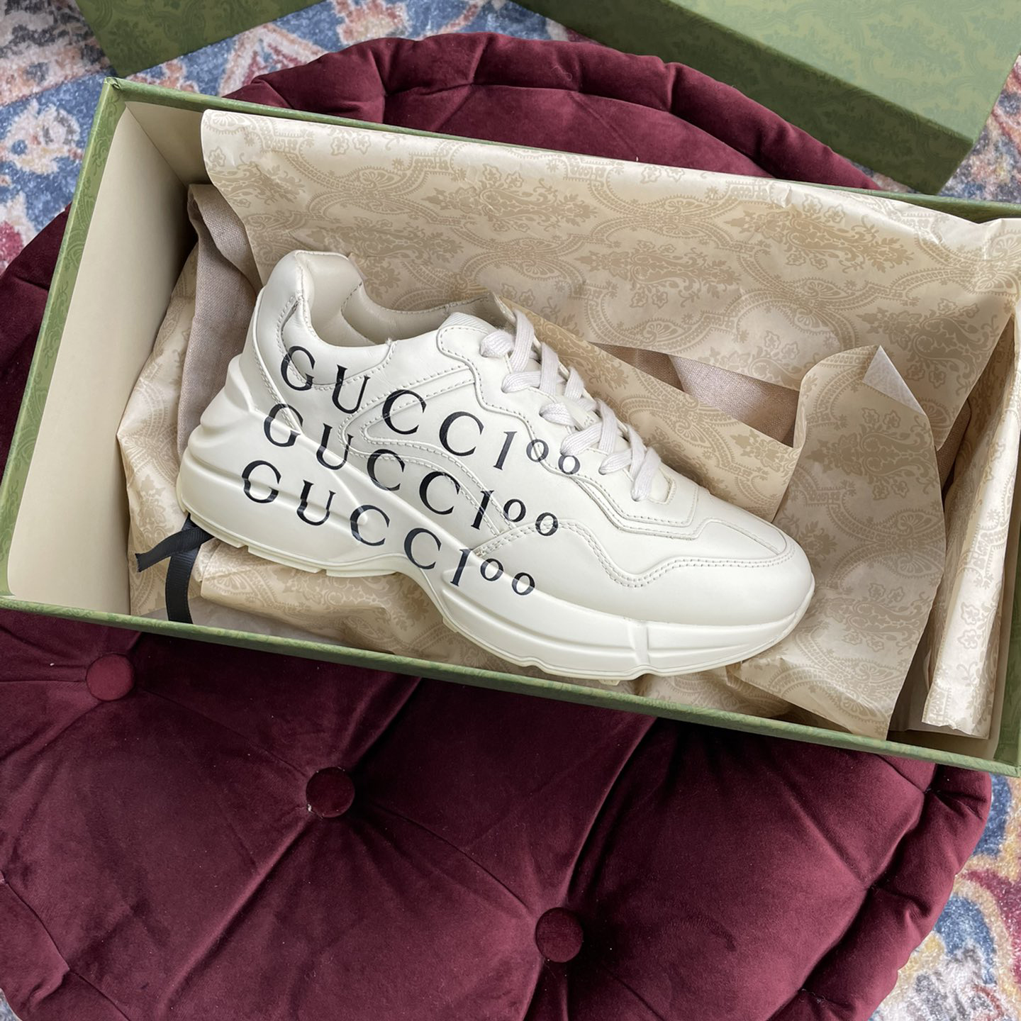 Gucci Men's Rhyton Sneaker In White - DopestKickz