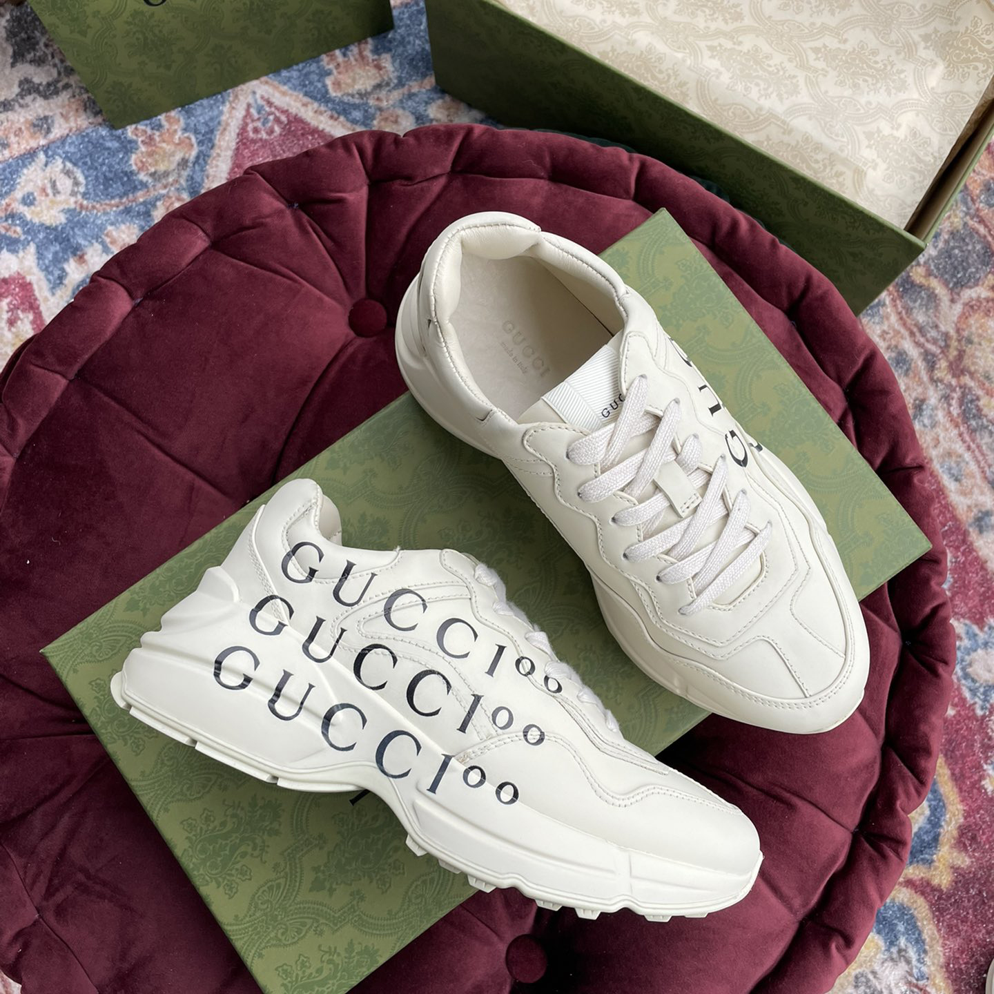Gucci Men's Rhyton Sneaker In White - DopestKickz