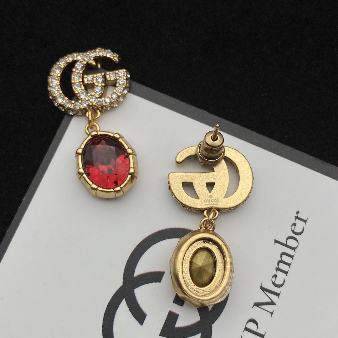 Gucci  Double G Earrings With Crystals - DopestKickz