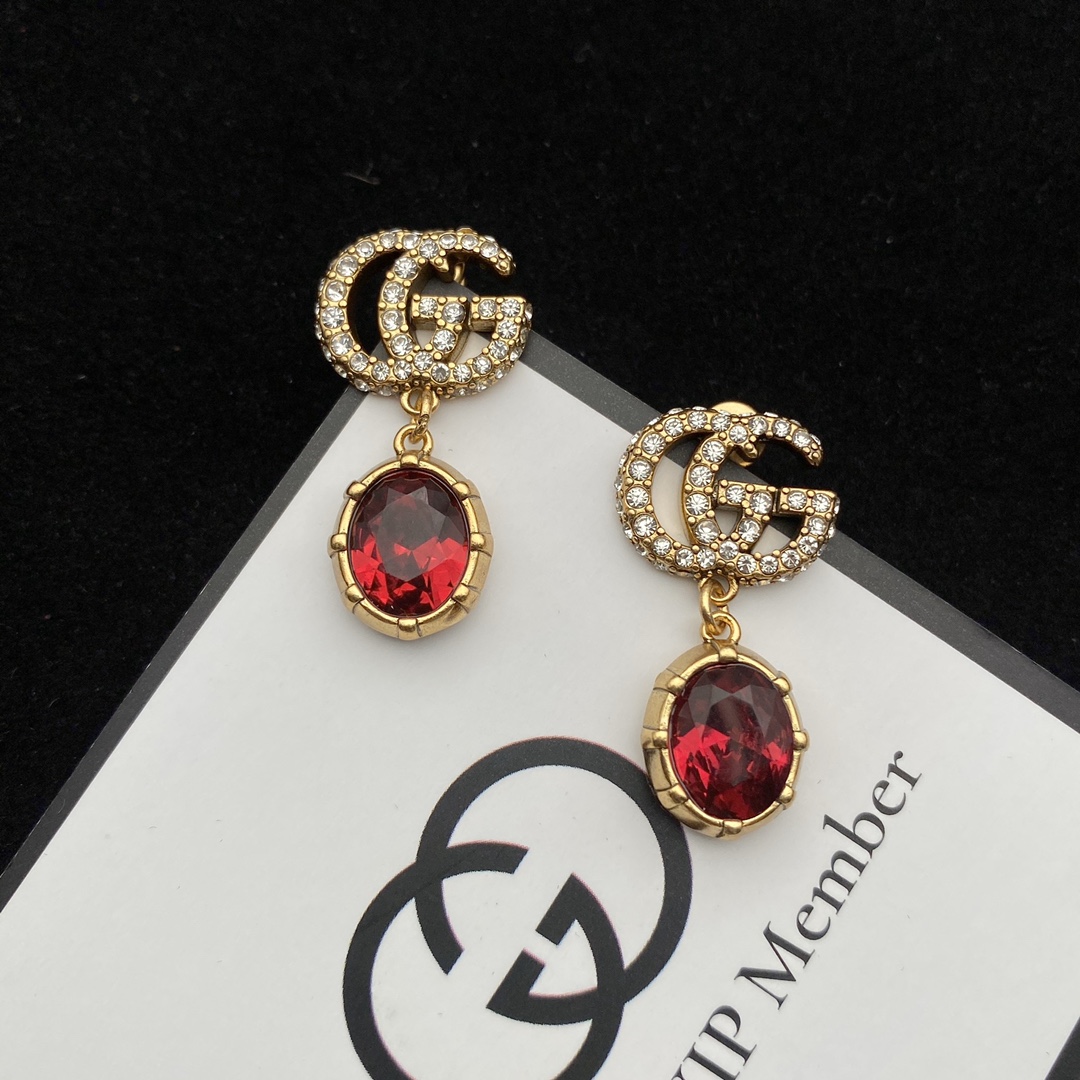 Gucci  Double G Earrings With Crystals - DopestKickz