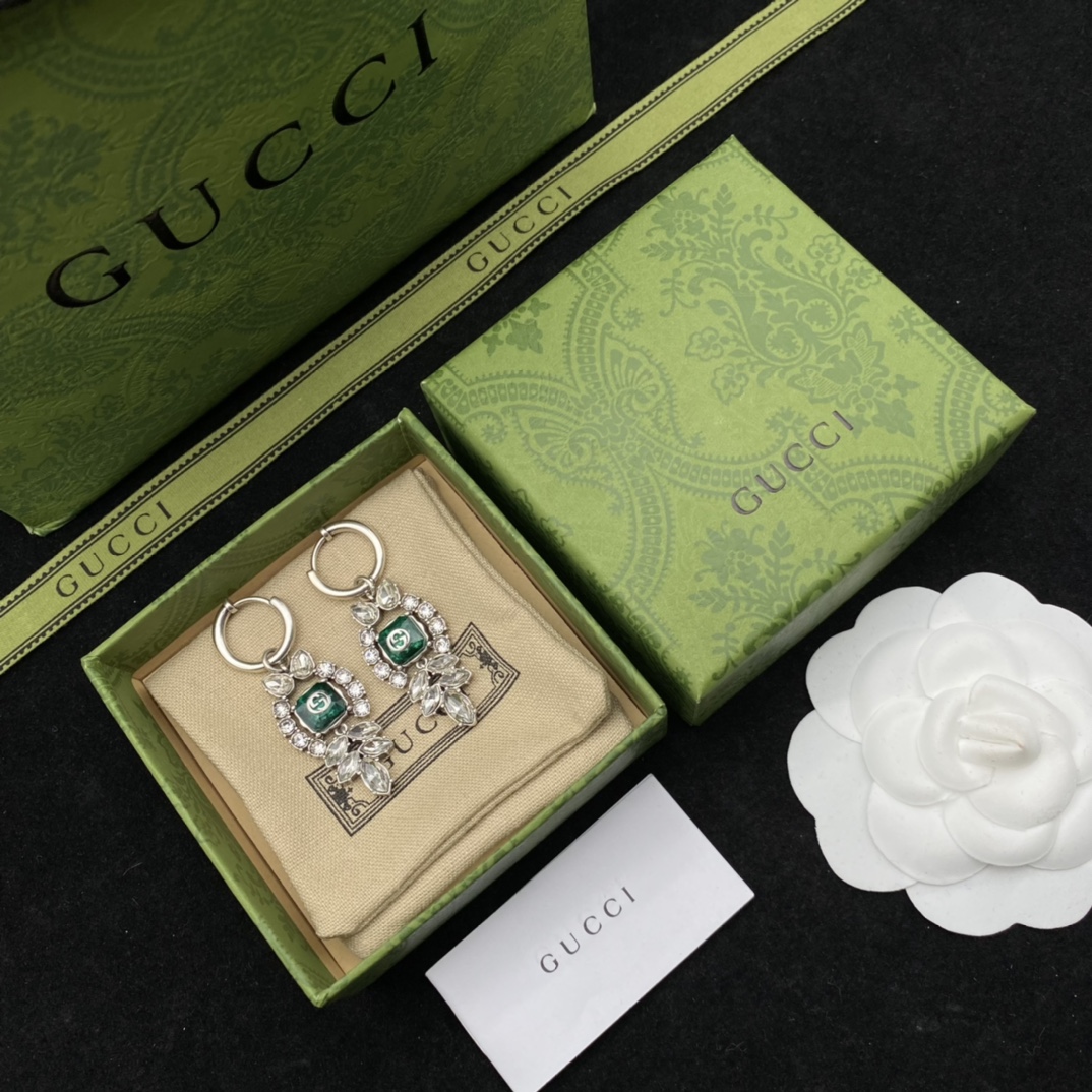 Gucci  Interlocking G Crystal Earrings - DopestKickz