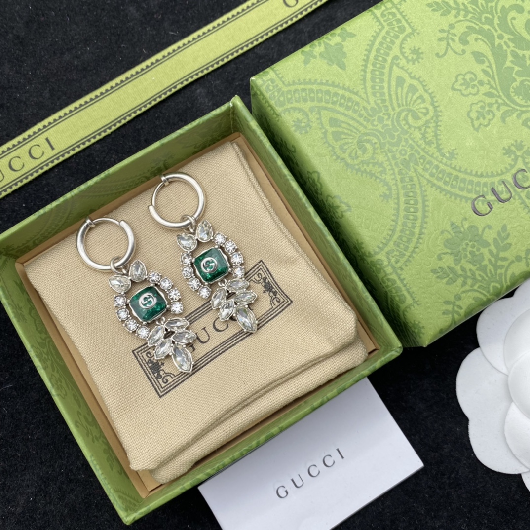 Gucci  Interlocking G Crystal Earrings - DopestKickz