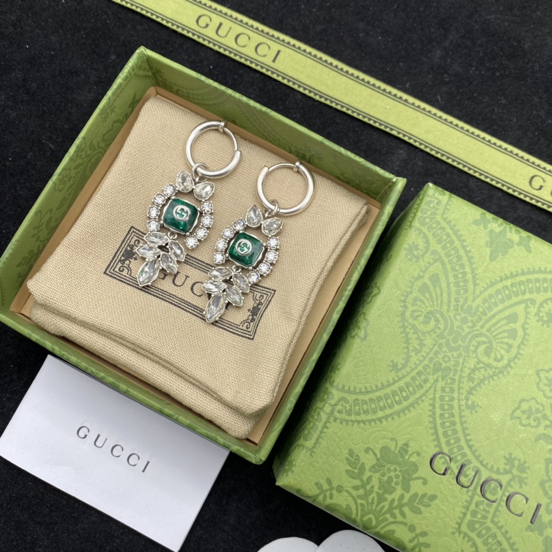 Gucci  Interlocking G Crystal Earrings - DopestKickz