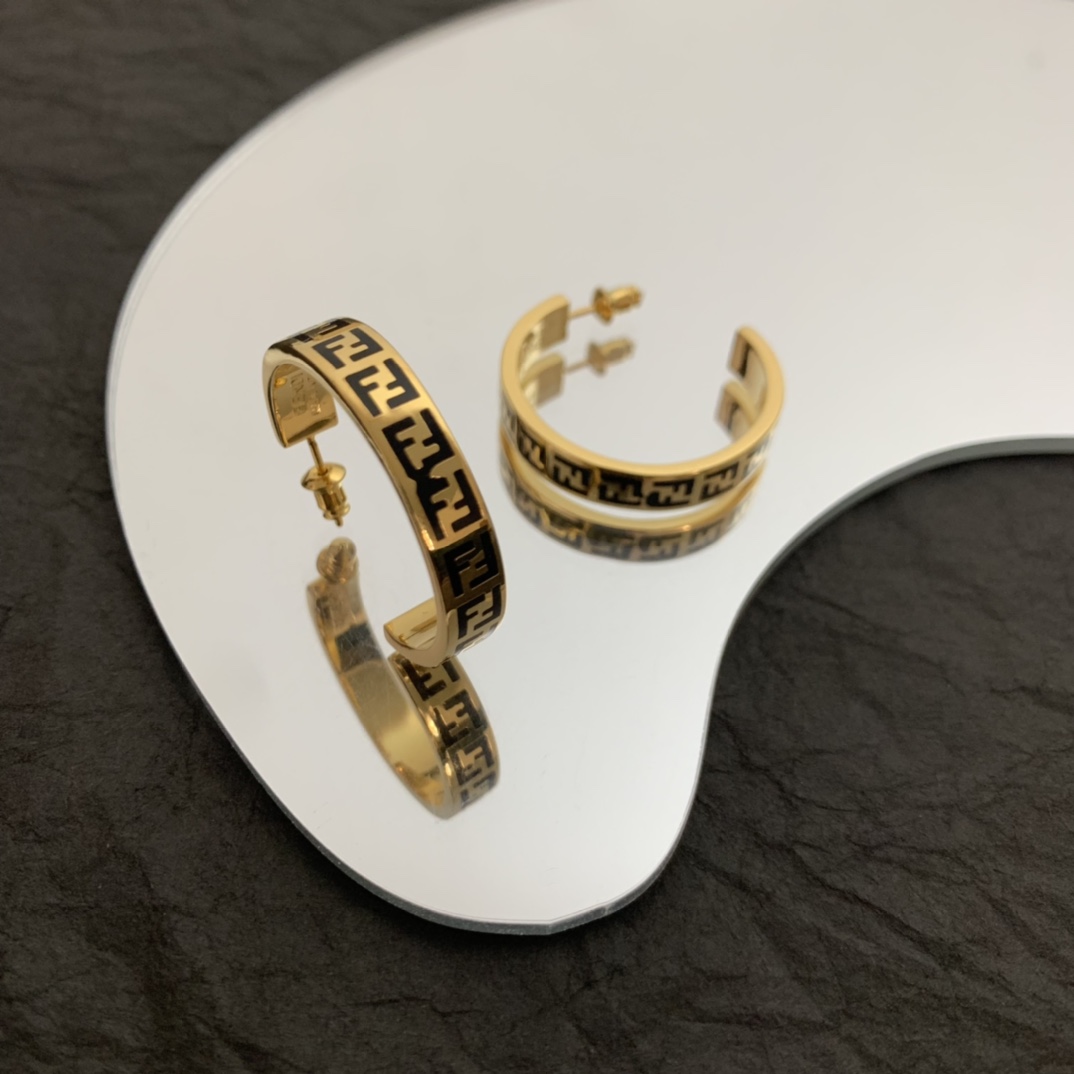Fendi Forever Fendi Gold-Coloured Earrings - DopestKickz