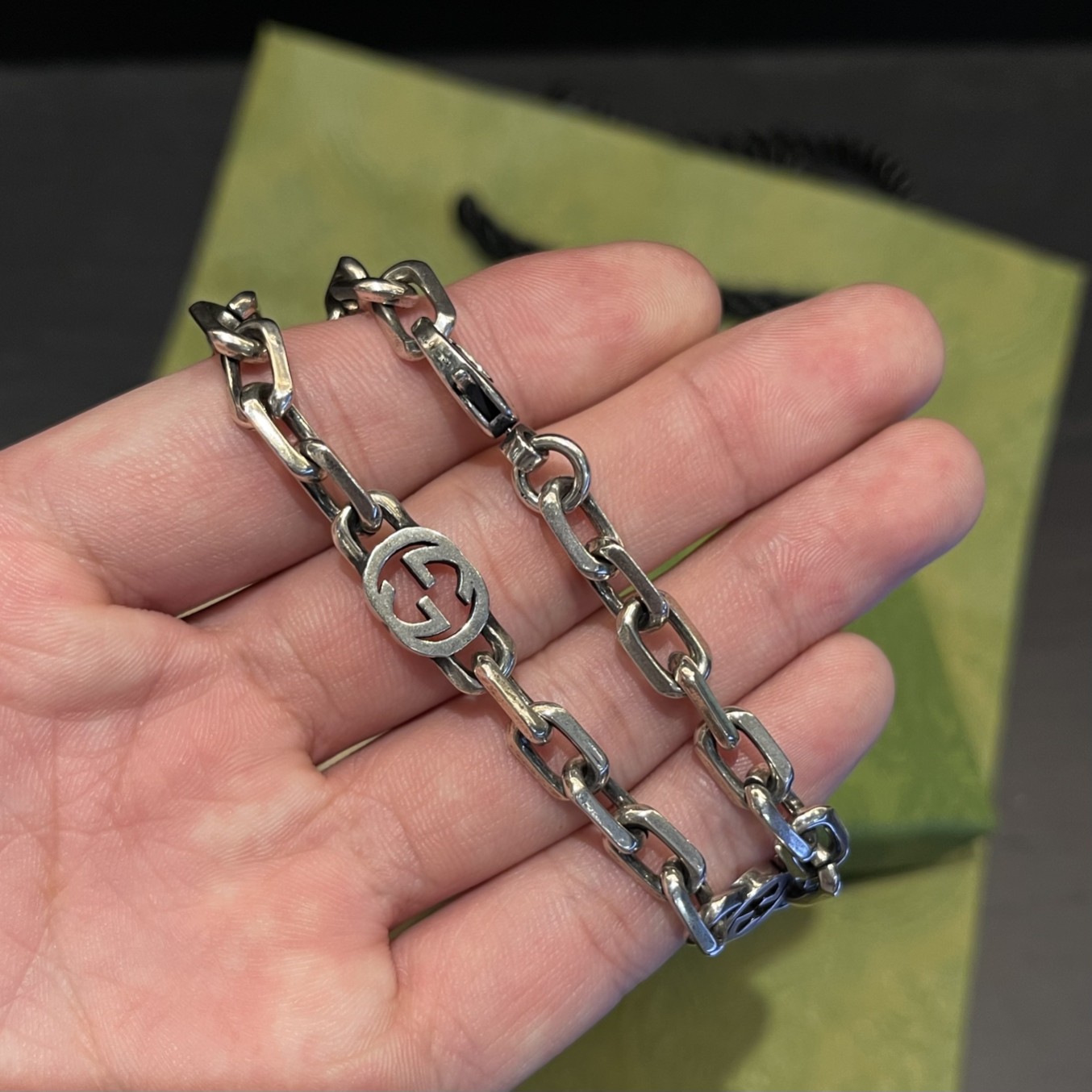 Gucci Silver Bracelet With Interlocking G - DopestKickz