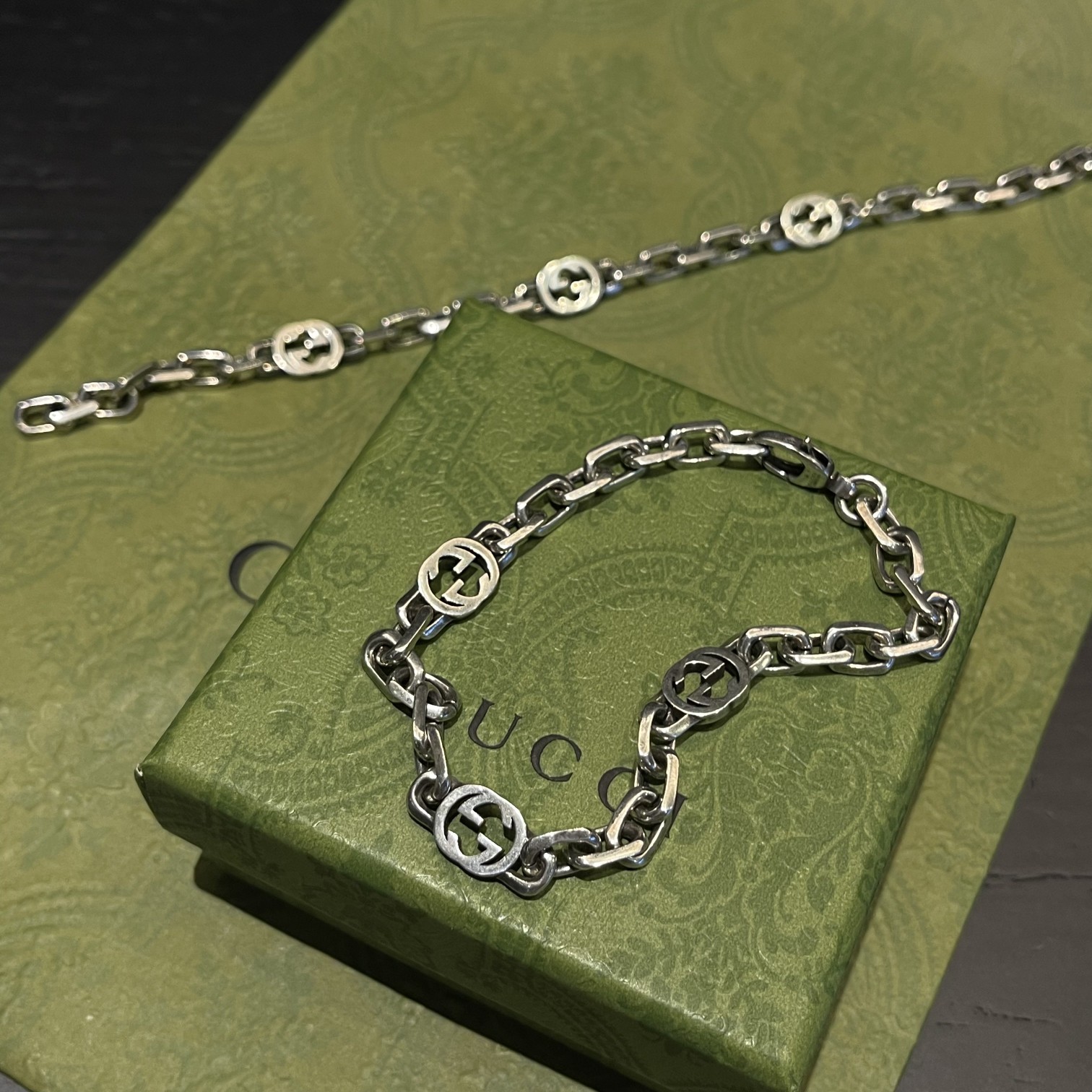 Gucci Silver Bracelet With Interlocking G - DopestKickz