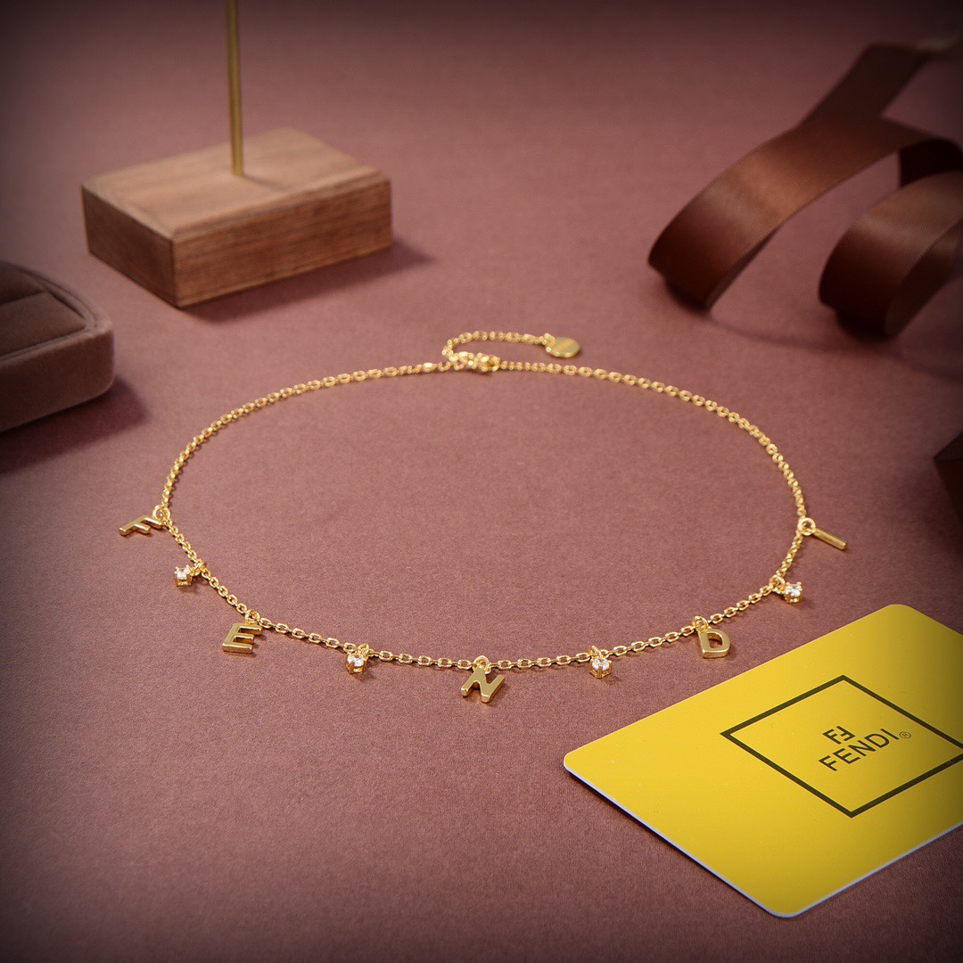 Fendi Signature Gold-Coloured Necklace - DopestKickz