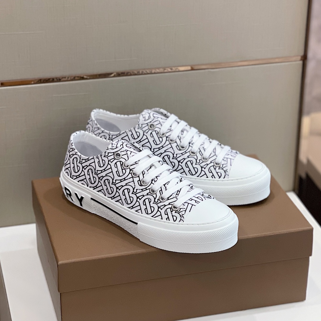 Burberry Monogram Print Cotton Sneakers - DopestKickz