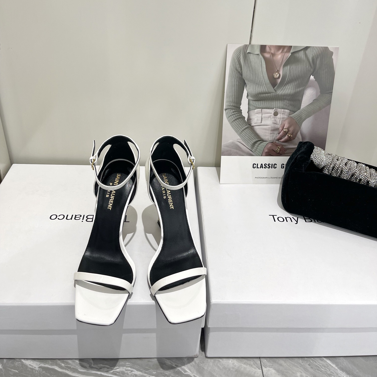 Saint Laurent Opyum Sandals In Patent Leather With Gold-Tone Heel— Heel Higth 90mm - DopestKickz