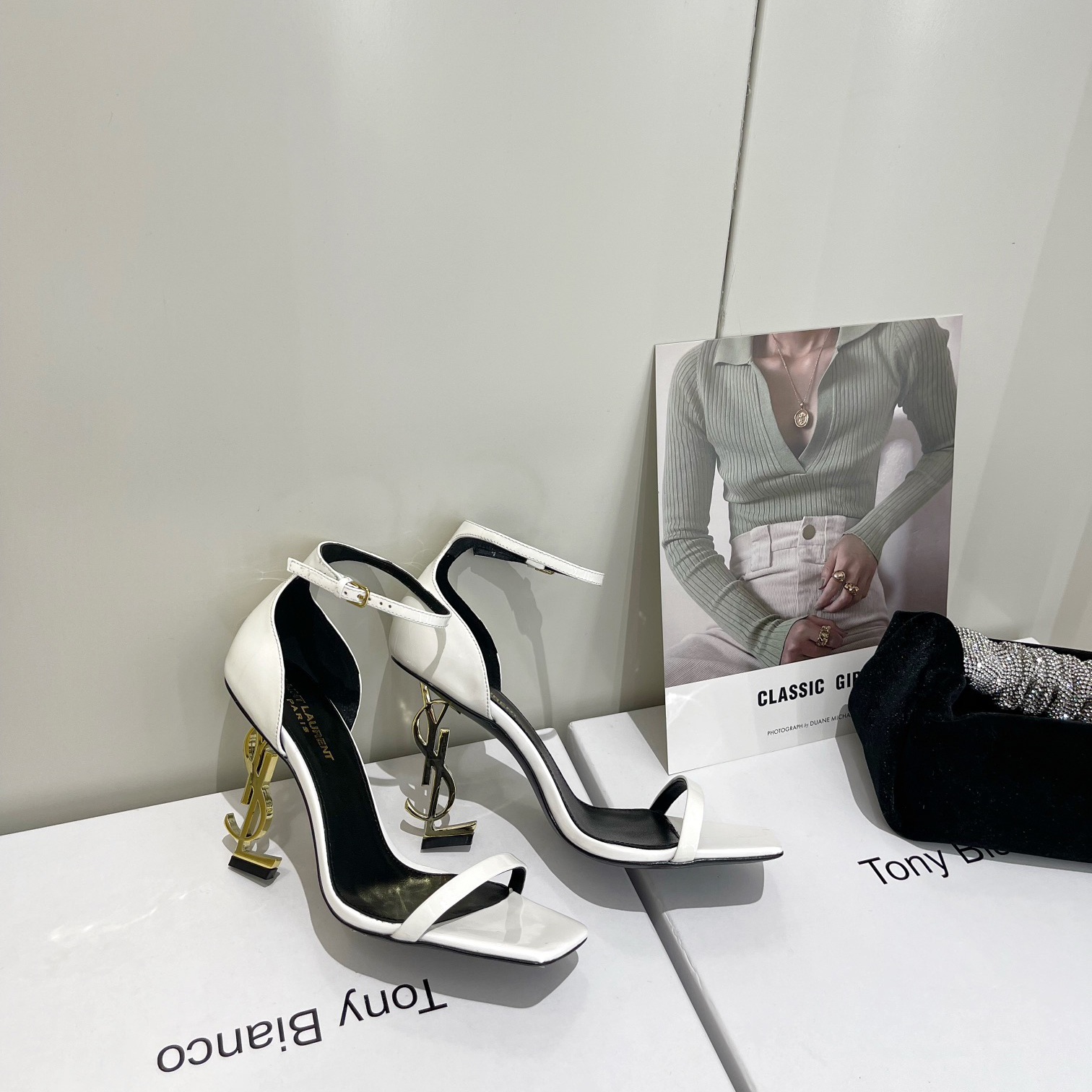 Saint Laurent Opyum Sandals In Patent Leather With Gold-Tone Heel— Heel Higth 90mm - DopestKickz