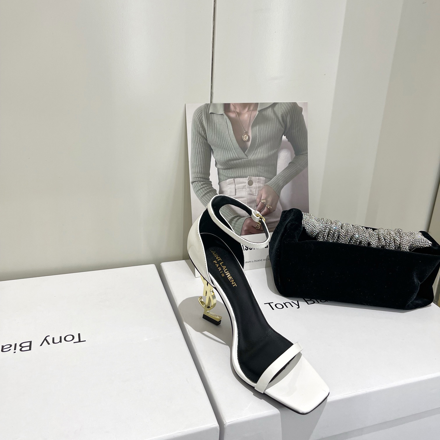 Saint Laurent Opyum Sandals In Patent Leather With Gold-Tone Heel— Heel Higth 90mm - DopestKickz
