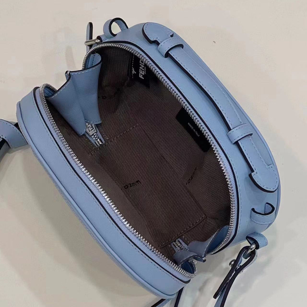 Fendi O’Lock Mini Camera Case Light Blue Leather Mini Bag(21-8-13CM) - DopestKickz