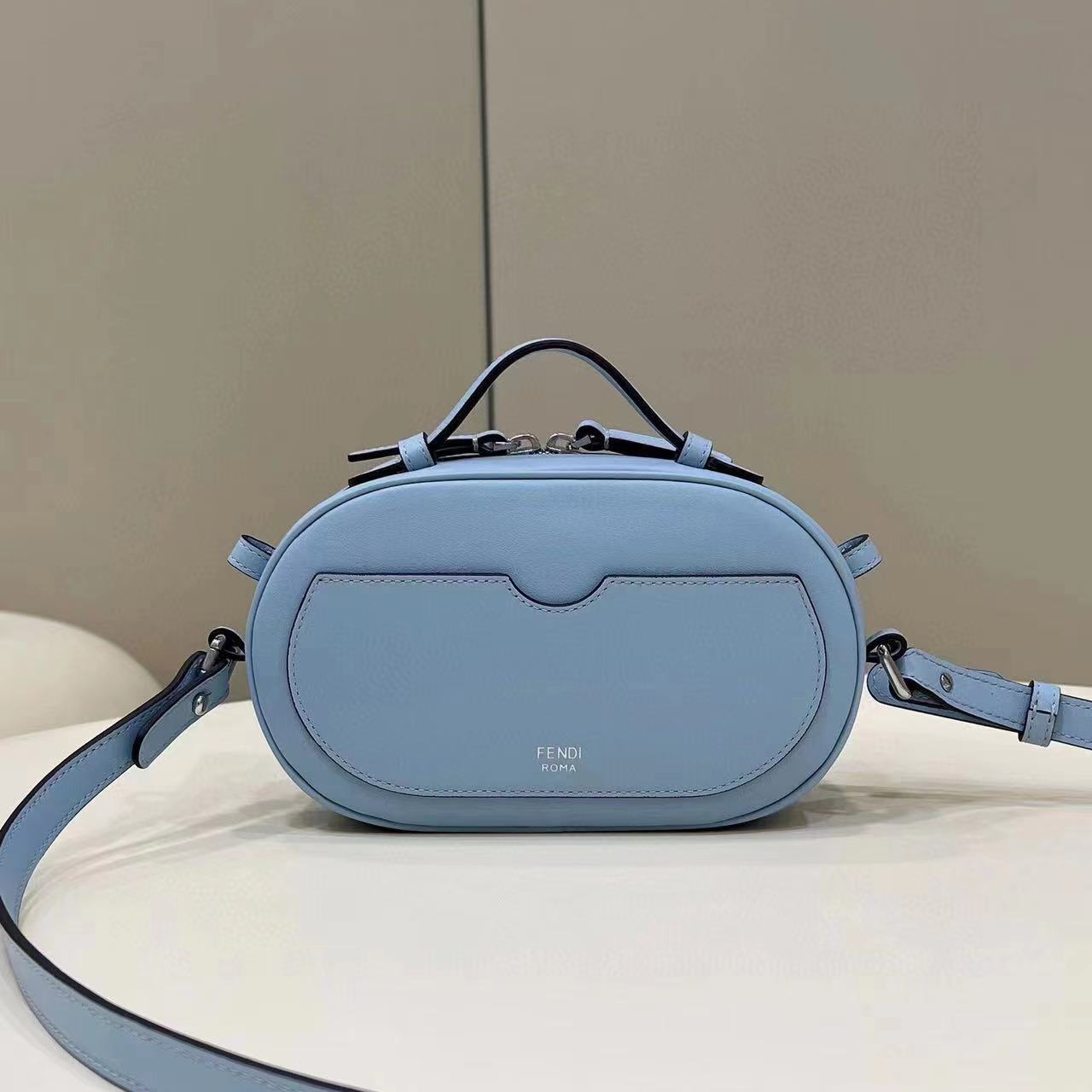 Fendi O’Lock Mini Camera Case Light Blue Leather Mini Bag(21-8-13CM) - DopestKickz
