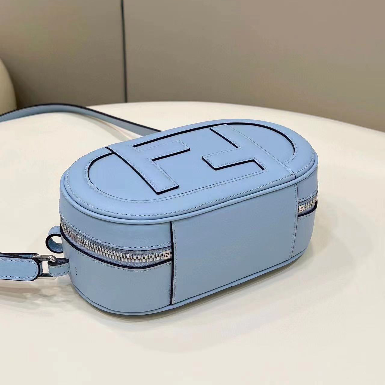 Fendi O’Lock Mini Camera Case Light Blue Leather Mini Bag(21-8-13CM) - DopestKickz