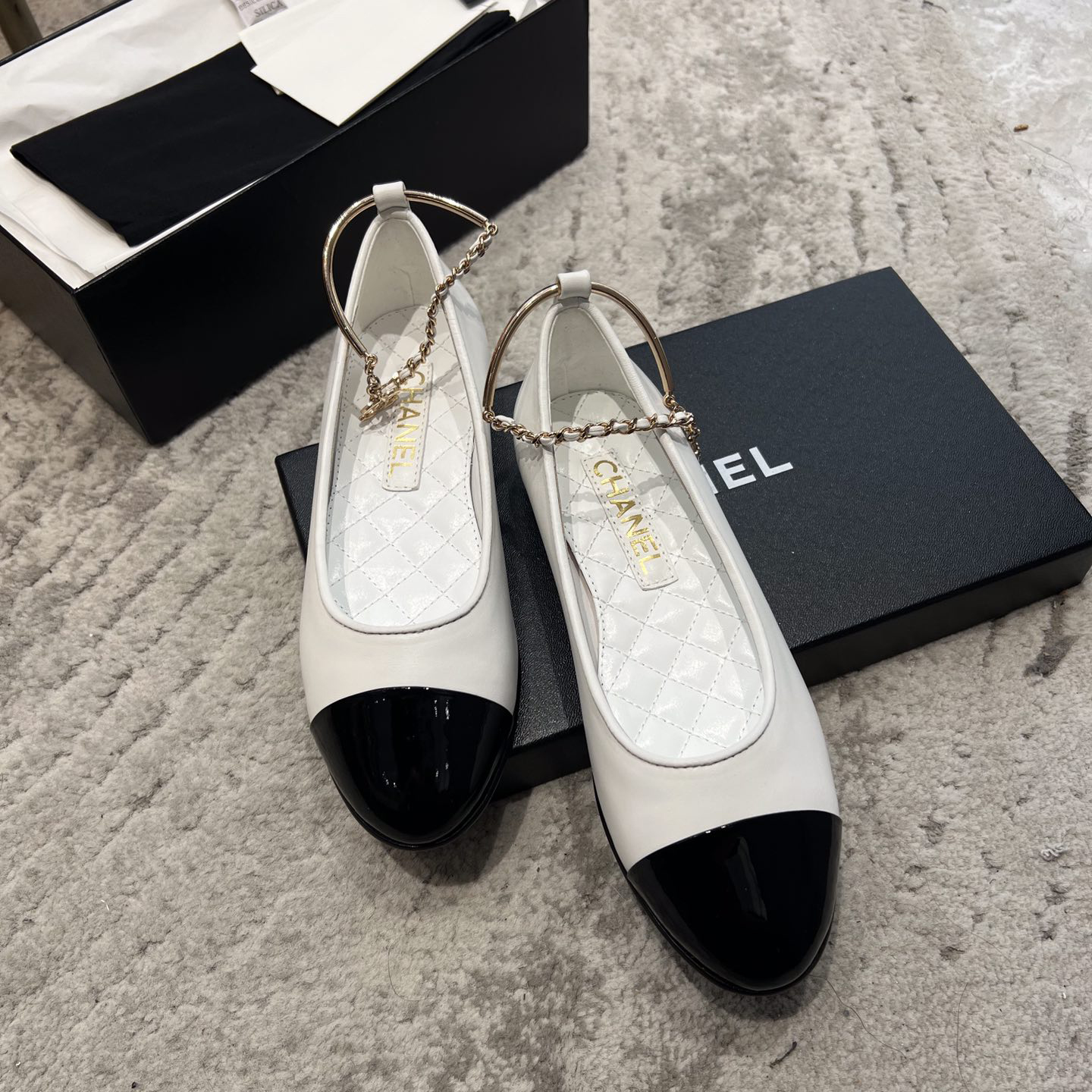 Dior Lambskin & Patent Calfskin Black Ballerinas - DopestKickz
