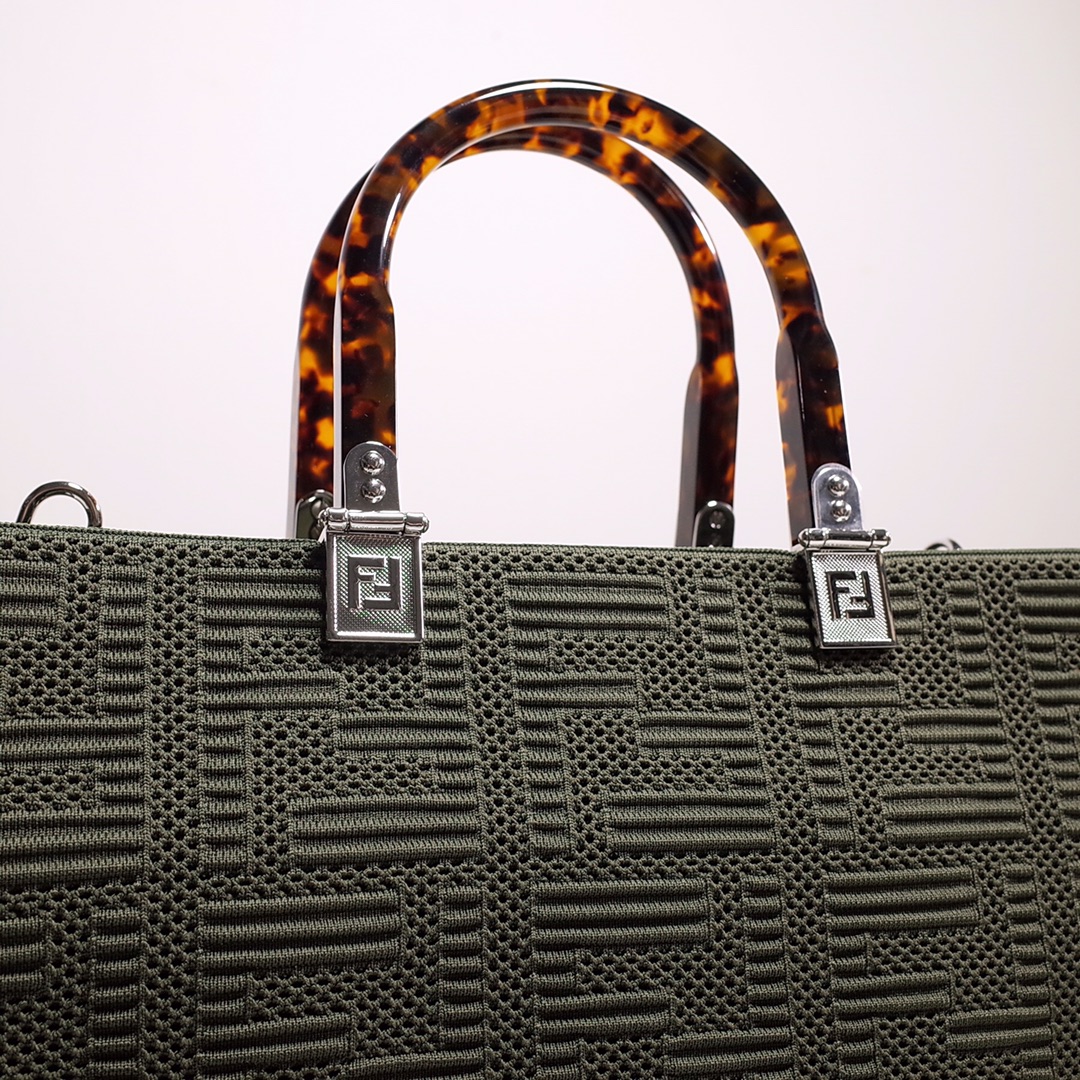 Fendi Sunshine Medium Shopper Bag In Green(35-31-17cm)  8BH386 - DopestKickz