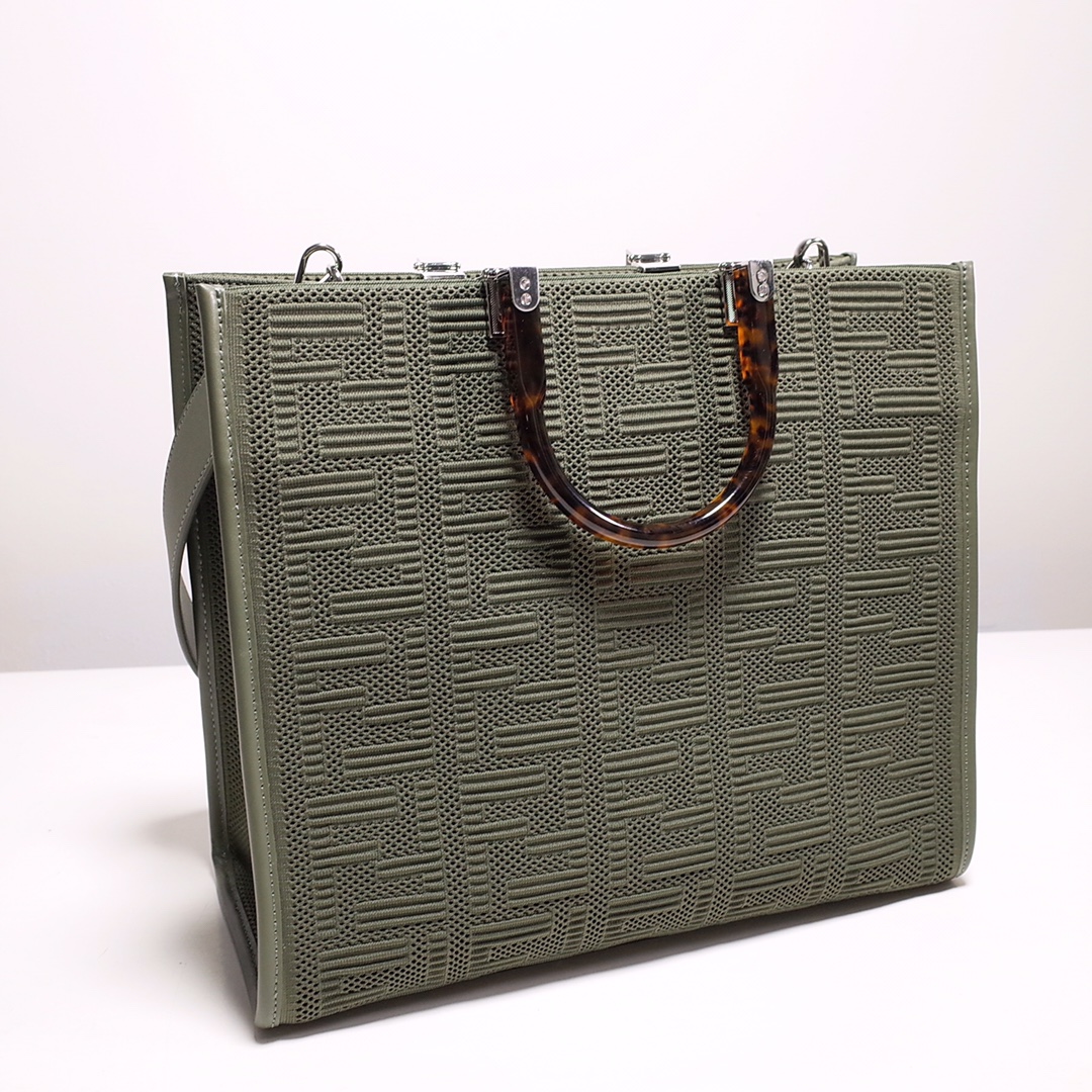Fendi Sunshine Medium Shopper Bag In Green(35-31-17cm)  8BH386 - DopestKickz