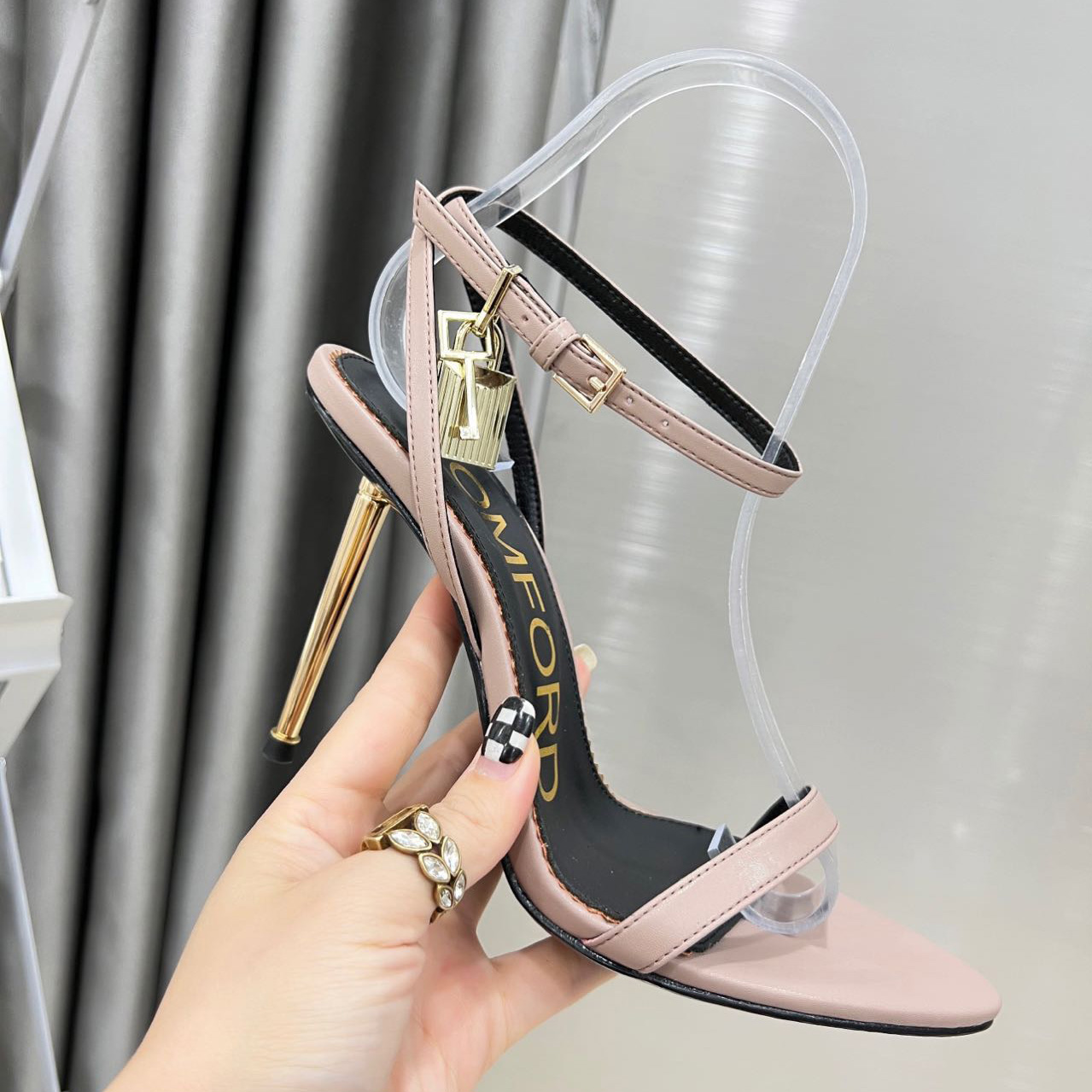 Tom Ford Sandalias Padlock De Piel With Heel Height Of 10.5cm - DopestKickz