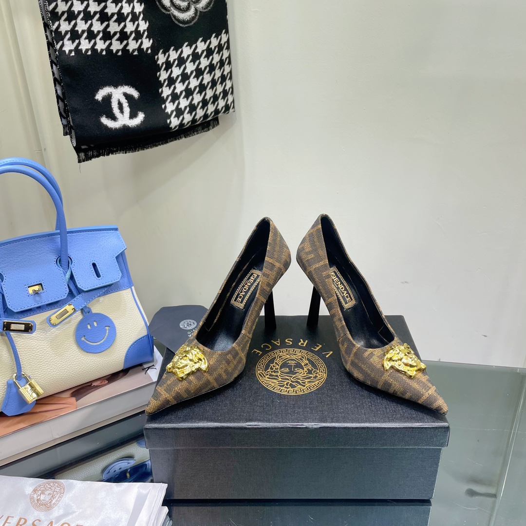 Versace x Fendi Fendace FF Jacquard Pumps - DopestKickz