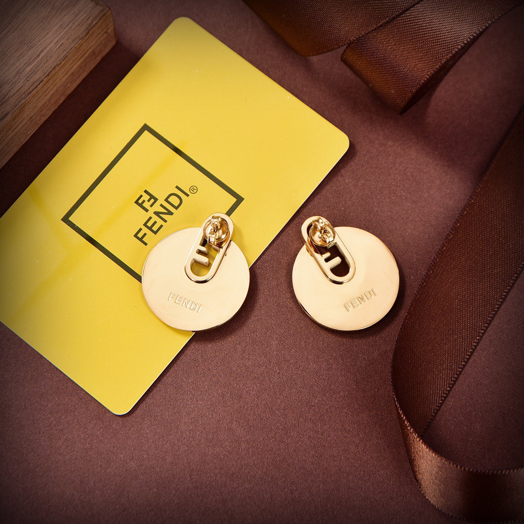 Fendi O’Lock Gold-Coloured Earrings - DopestKickz
