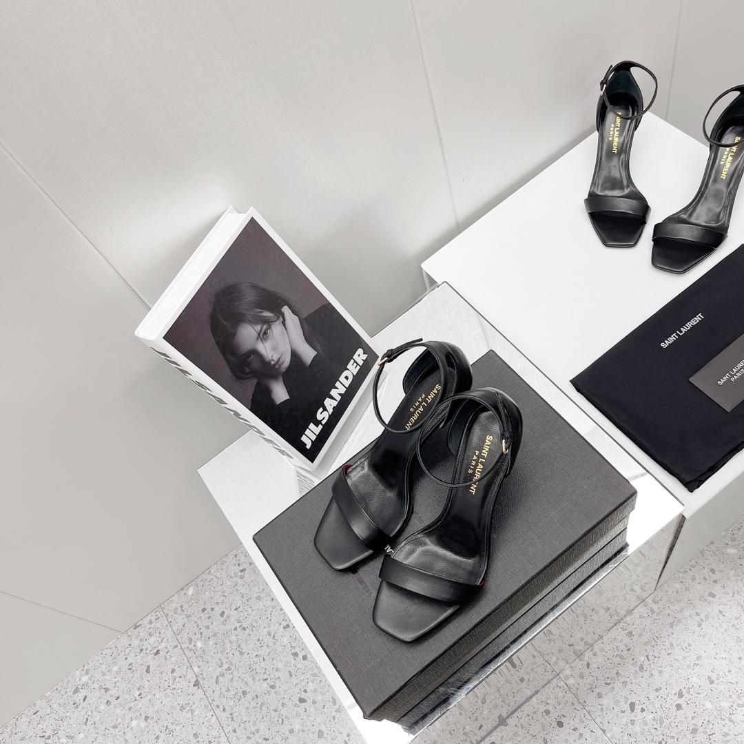 Saint Laurent Amber Sandals In Leather   —  Heel height：85mm - DopestKickz