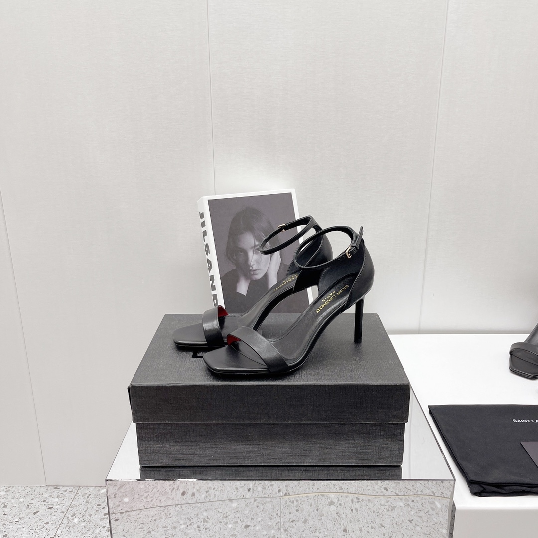 Saint Laurent Amber Sandals In Leather   —  Heel height：85mm - DopestKickz