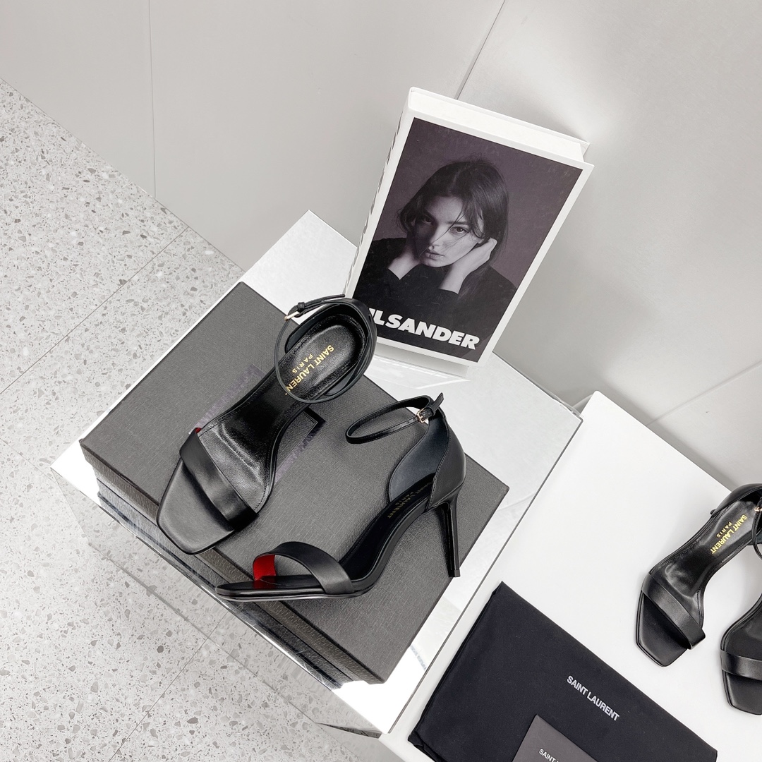 Saint Laurent Amber Sandals In Leather   —  Heel height：85mm - DopestKickz