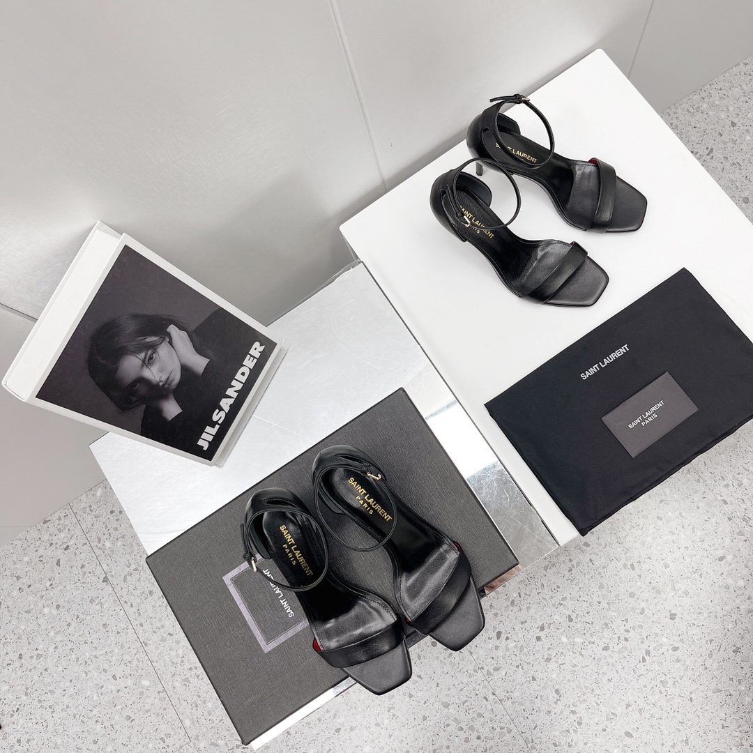 Saint Laurent Amber Sandals In Leather   —  Heel height：85mm - DopestKickz