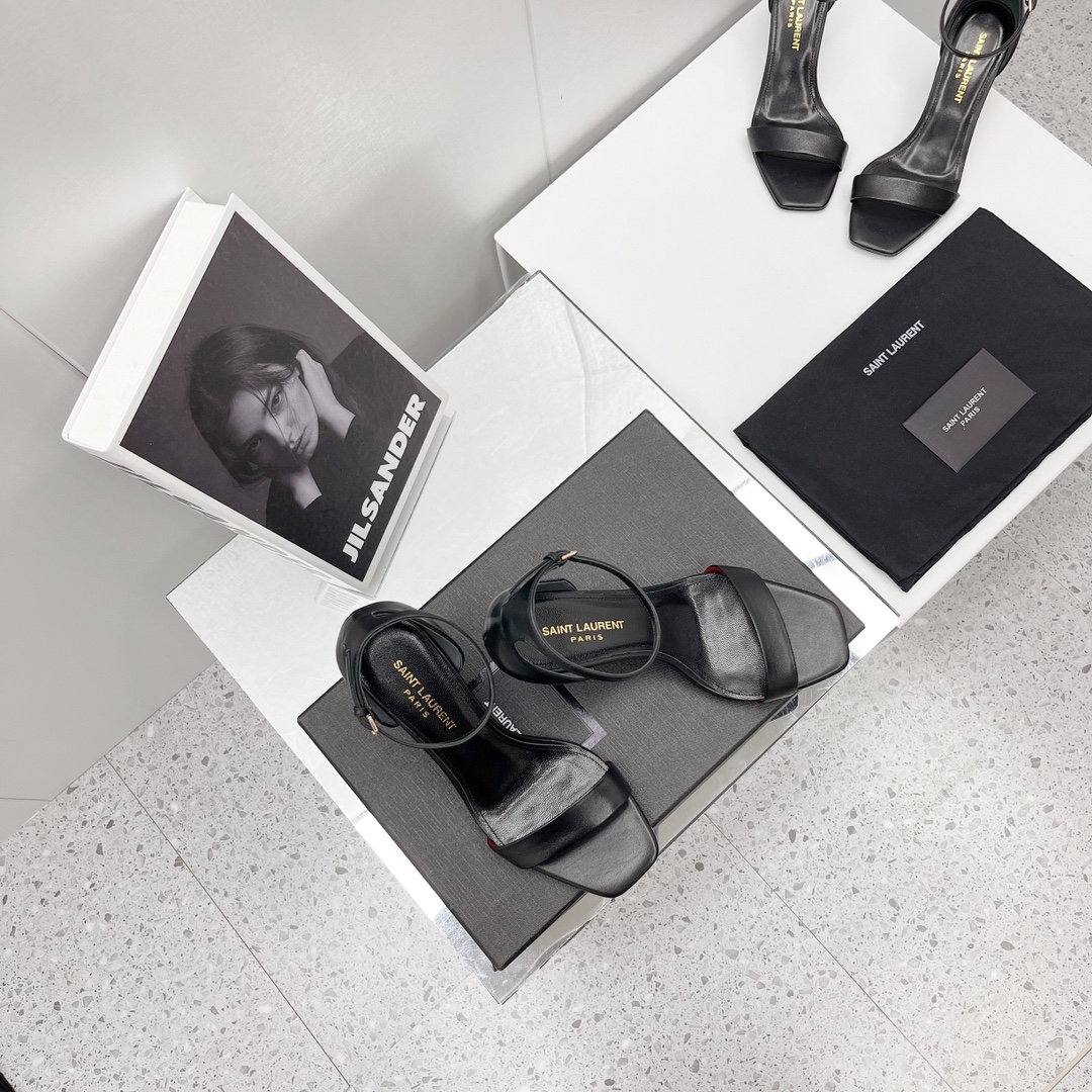 Saint Laurent Amber Sandals In Leather   —  Heel height：85mm - DopestKickz