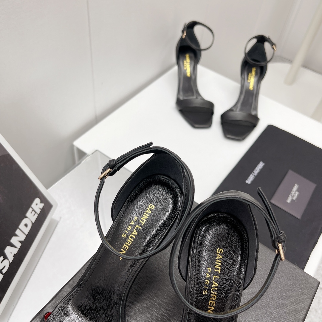Saint Laurent Amber Sandals In Leather   —  Heel height：85mm - DopestKickz
