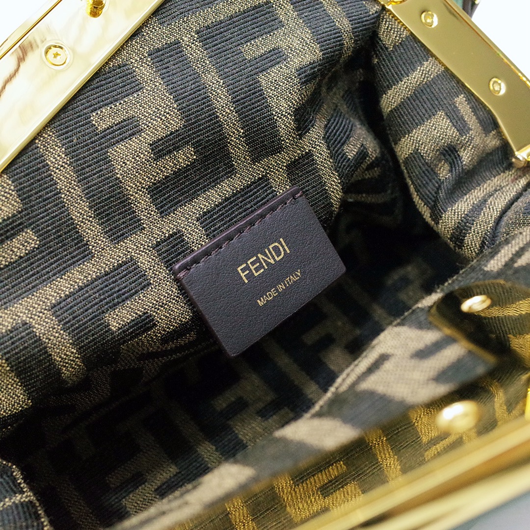 Fendi Gold-Coloured Leather And Sequinned Bag   (26-18-9.5cm)   8BP129  - DopestKickz