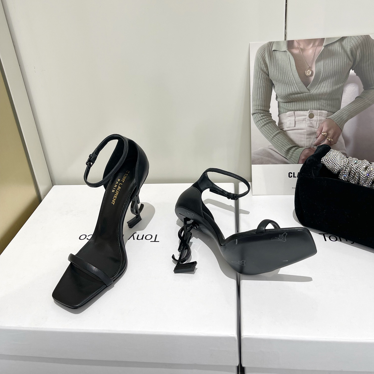 Saint Laurent Opyum Sandals In Patent Leather With Black-Tone Heel— Heel Higth 90mm - DopestKickz