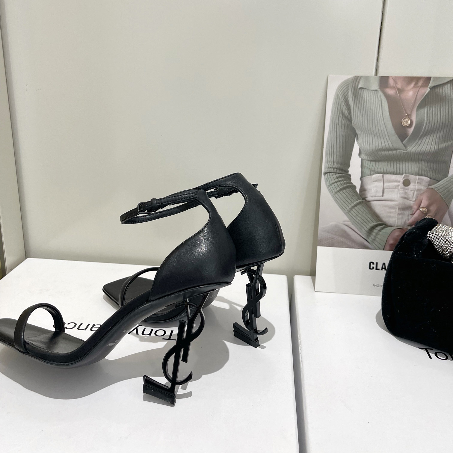 Saint Laurent Opyum Sandals In Patent Leather With Black-Tone Heel— Heel Higth 90mm - DopestKickz