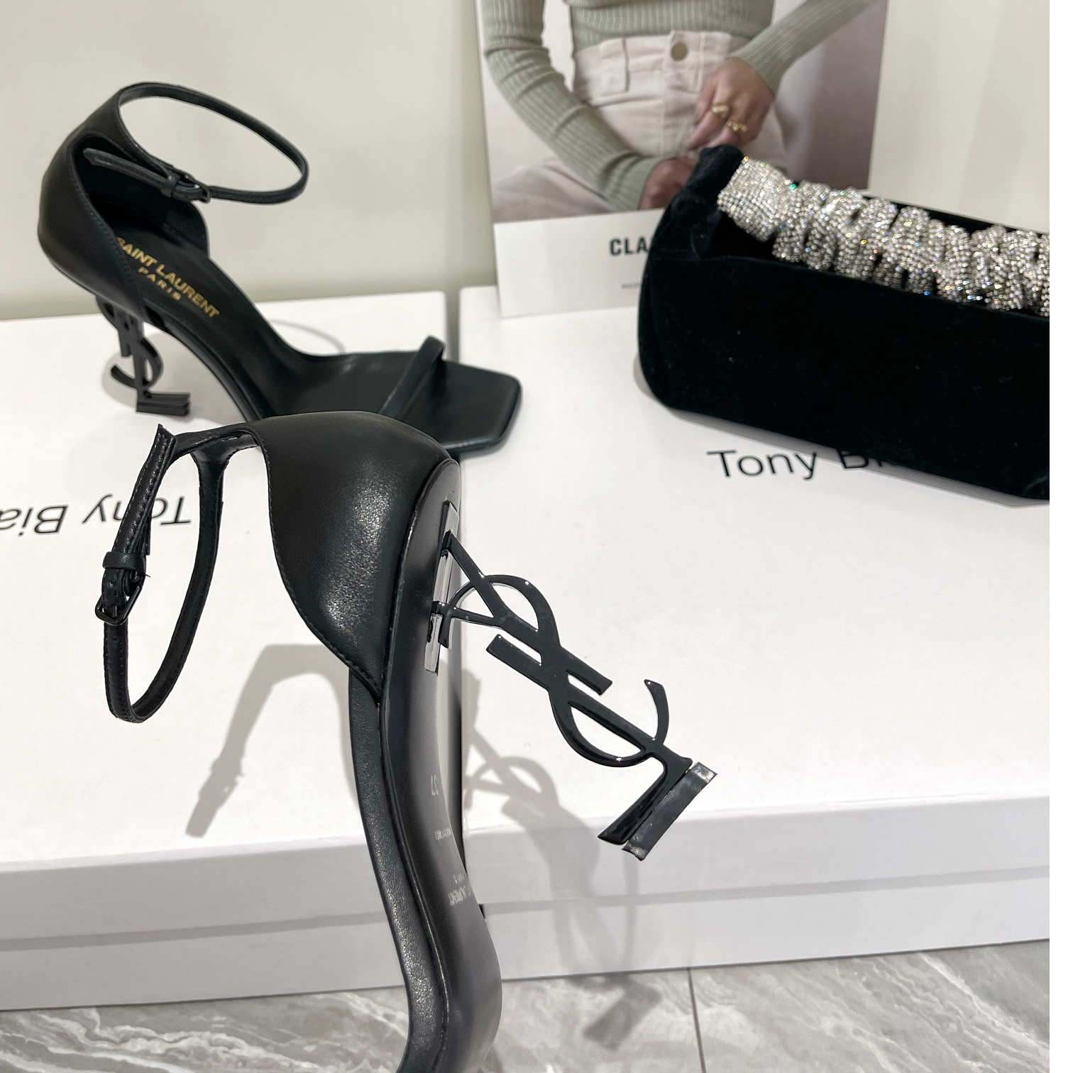 Saint Laurent Opyum Sandals In Patent Leather With Black-Tone Heel— Heel Higth 90mm - DopestKickz